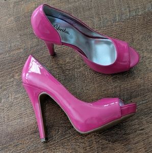 Paprika Pink Peep Toe Heels